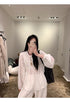Women Lace Tie Lantern Sleeves Loose Tops